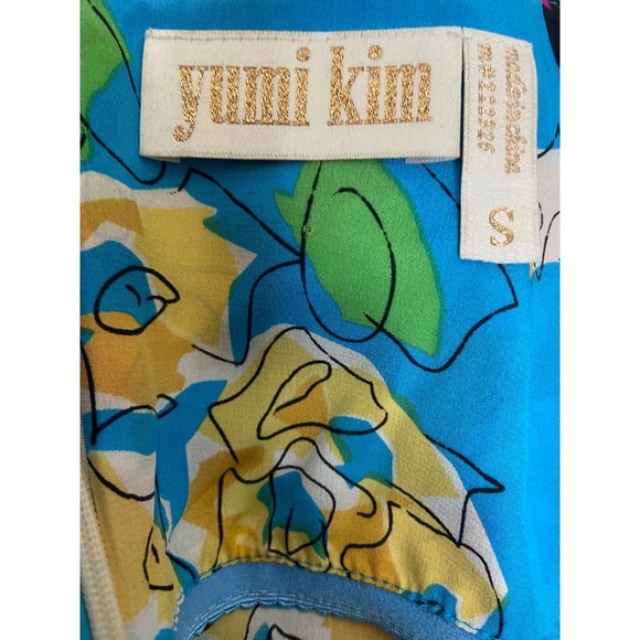 Yumi Kim 100% Silk Asymmetrical Cami Halter Bow Built In Bra Back Zip sz.S - Picture 5 of 16